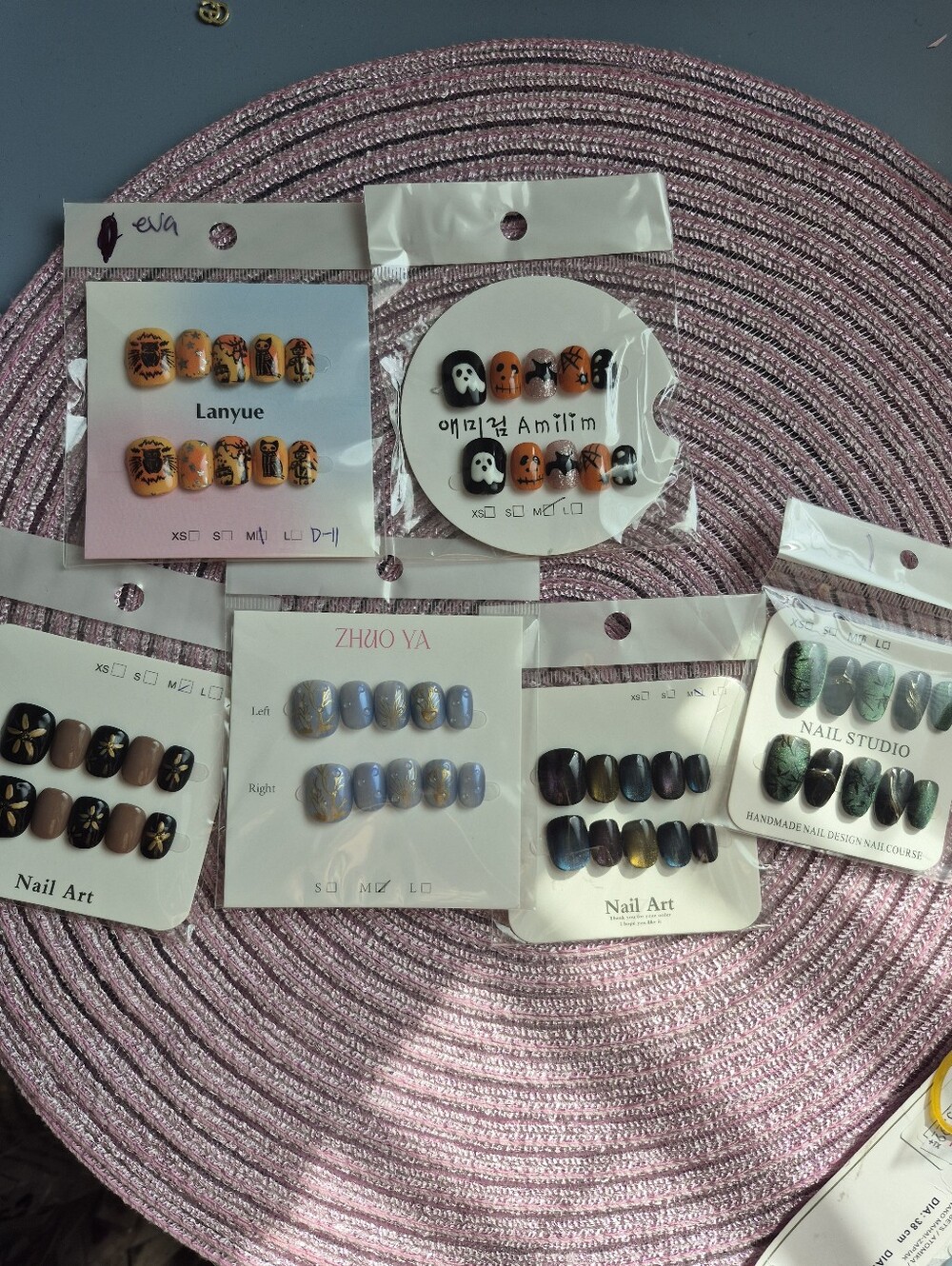 Blue Marble Press-On Nail Set - Women Accessories Bundle
